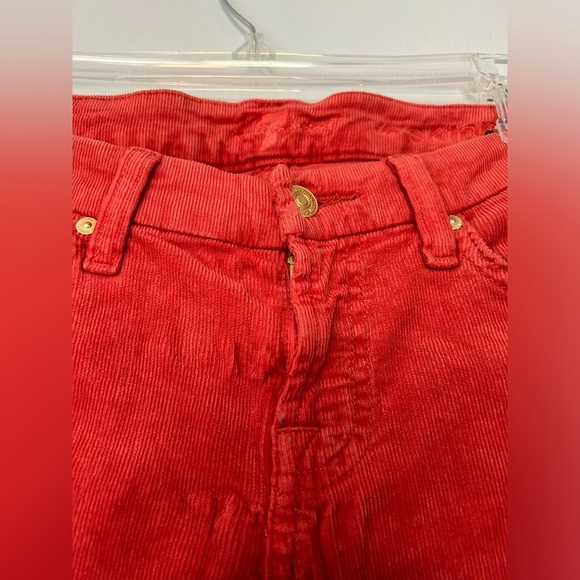 7 for all mankind skinny corduroy red-orange crop jeans sz 26 great condition - Picture 2 of 6